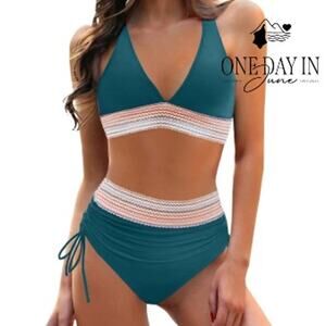 Blooming Jelly V Front High Waist Bikini Swimsuit Size M